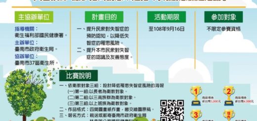 108年度臺南市政府衛生局「失智預防．撇步招式請您來過招」海報創意徵選