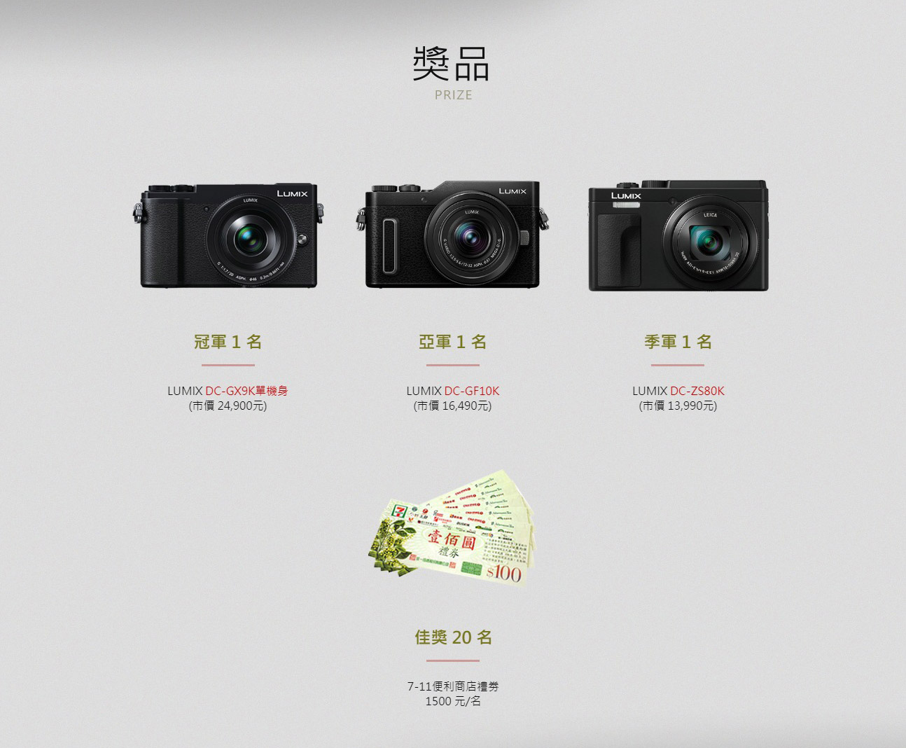 2019 LUMIX Taiwan 攝影比賽 獎項說明