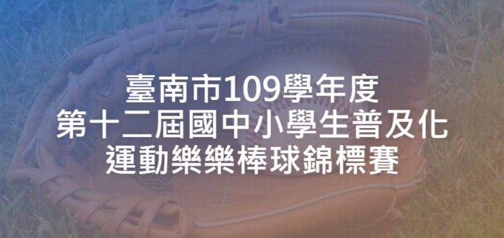 臺南市109學年度第十二屆國中小學生普及化運動樂樂棒球錦標賽