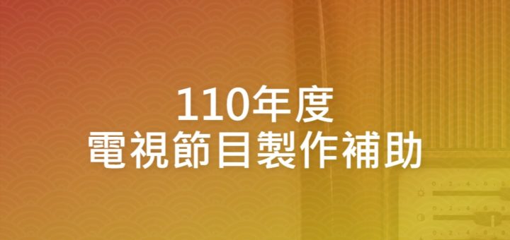 110年度電視節目製作補助