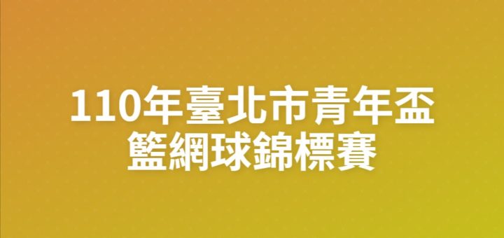 110年臺北市青年盃籃網球錦標賽